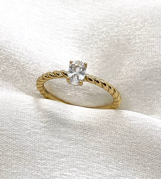 Bague Élégance Torsadée – Argent 925 Plaqué Or 18K