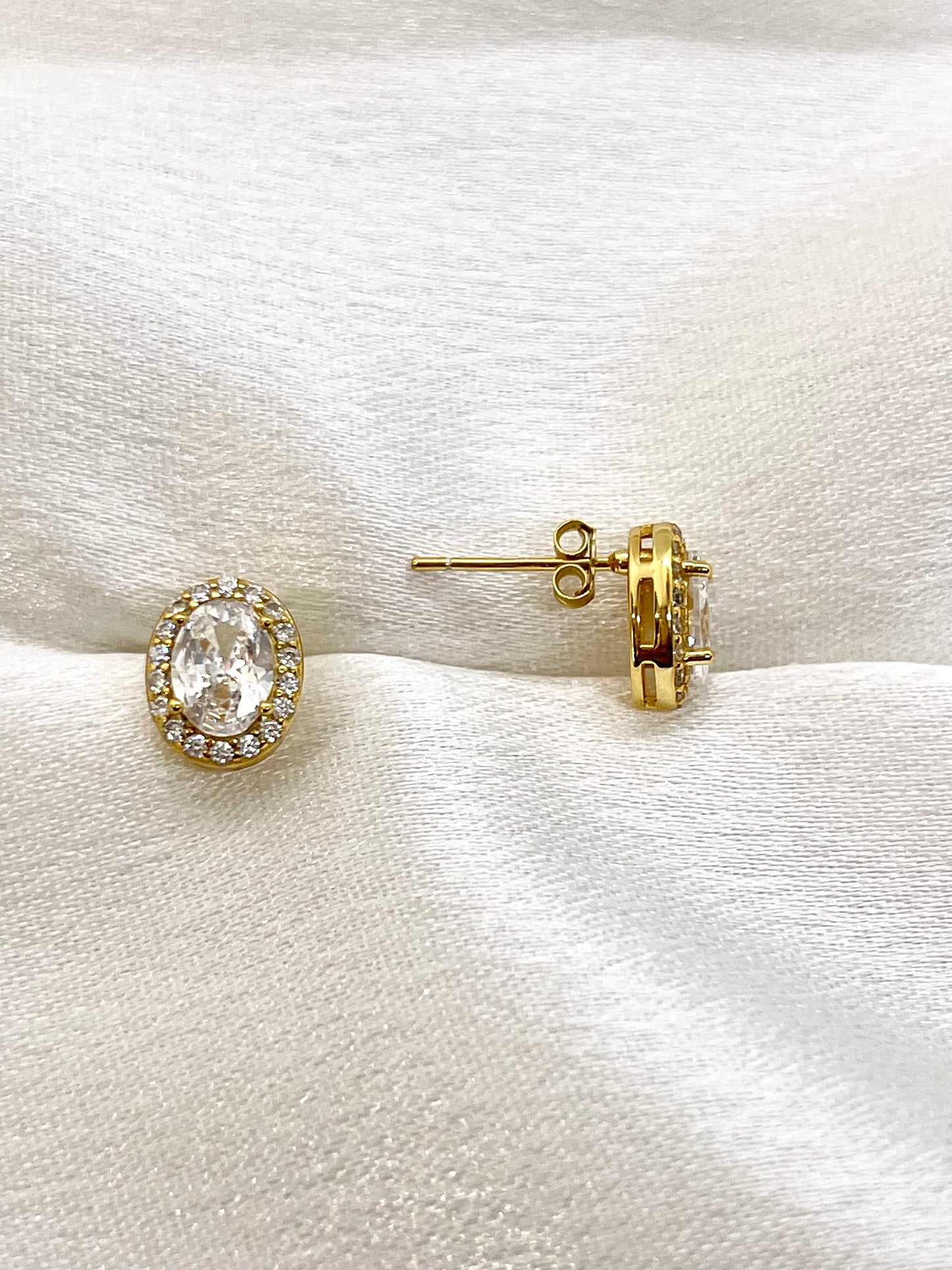 Boucles d’Oreilles Éclat Ovale – Argent 925 Plaqué Or 18K