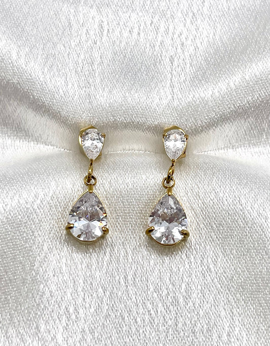 Boucles d’Oreilles Goutte d’Éclat en Plaqué Or 18k