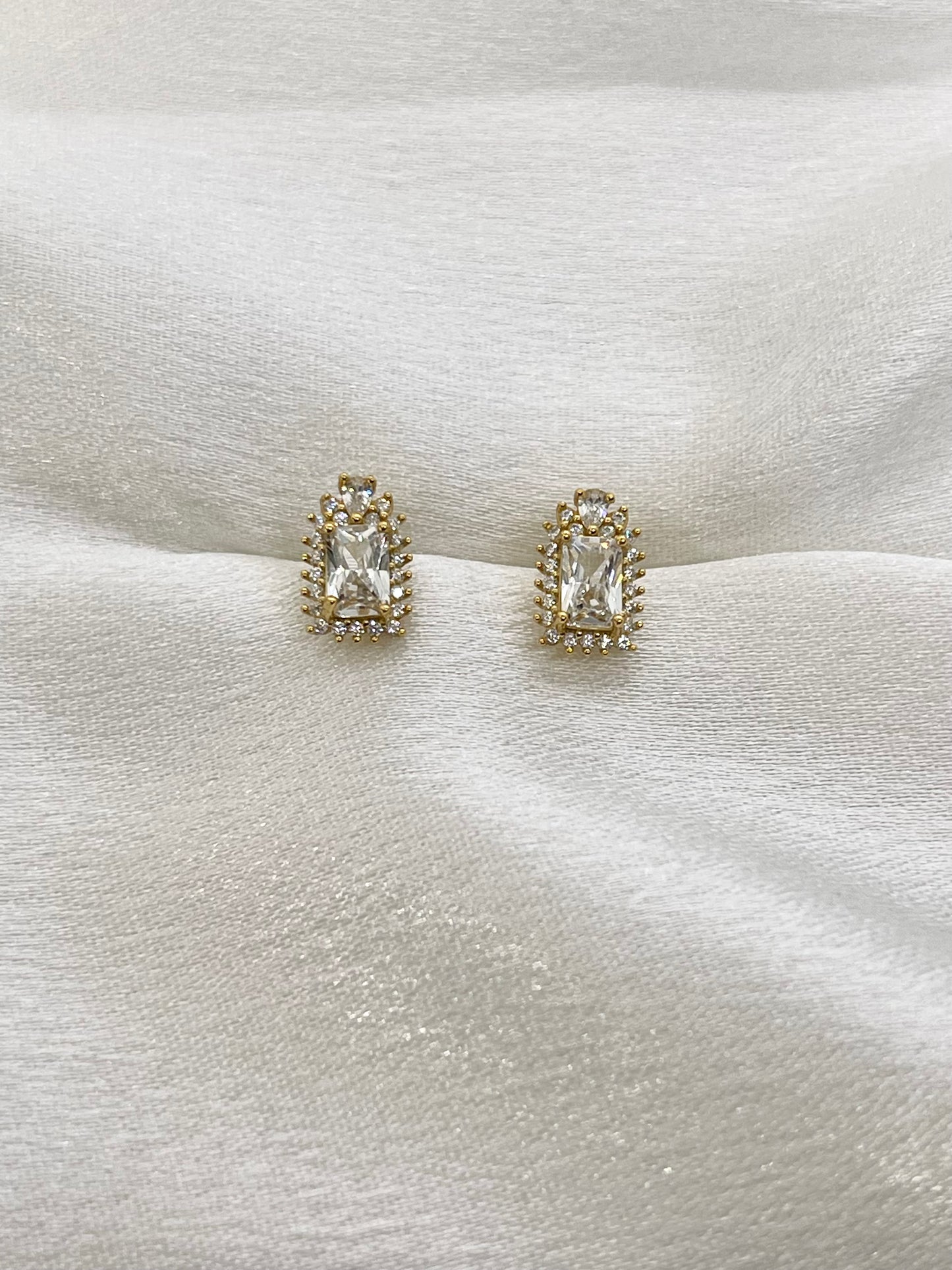 Boucles d’Oreilles Élégance Rectangulaire – Argent 925 Plaqué Or 18K