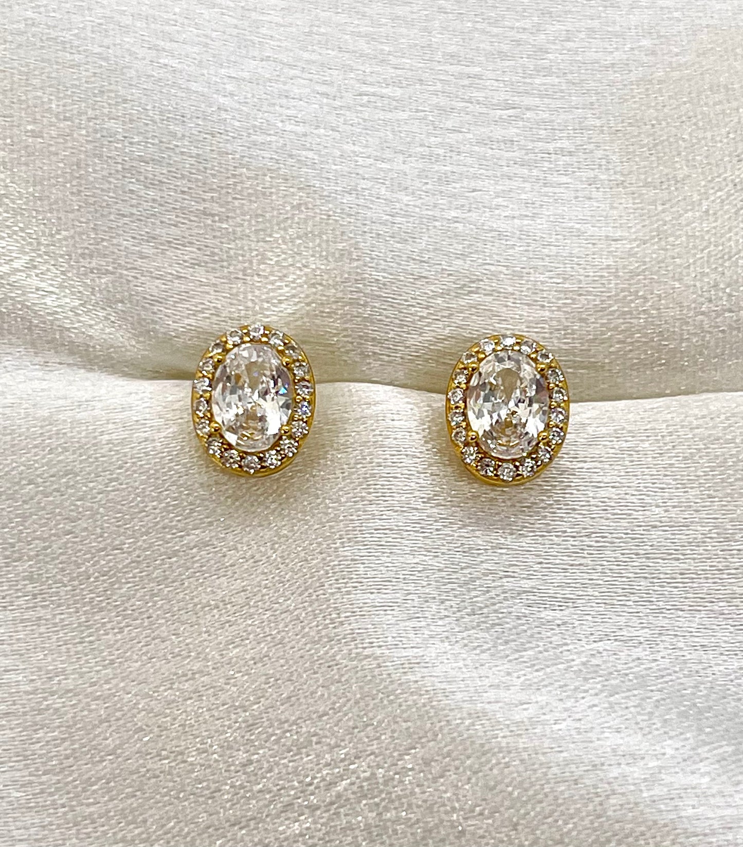 Boucles d’Oreilles Éclat Ovale – Argent 925 Plaqué Or 18K