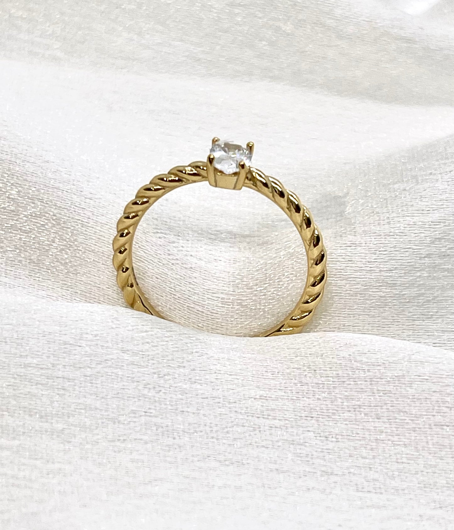 Bague Élégance Torsadée – Argent 925 Plaqué Or 18K