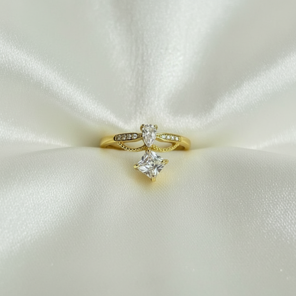 Bague double pierre fond blanc