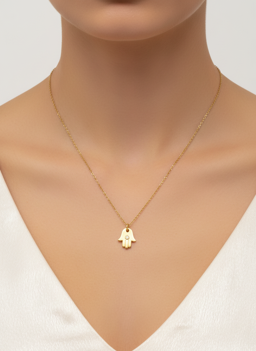 Collier Hamsa porté